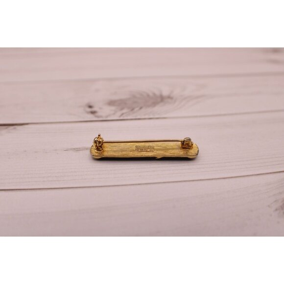 Vintage Black Enamel Gold Bar Pin Brooch Direction One Lapel Hat Simple Elegant - Picture 3 of 8